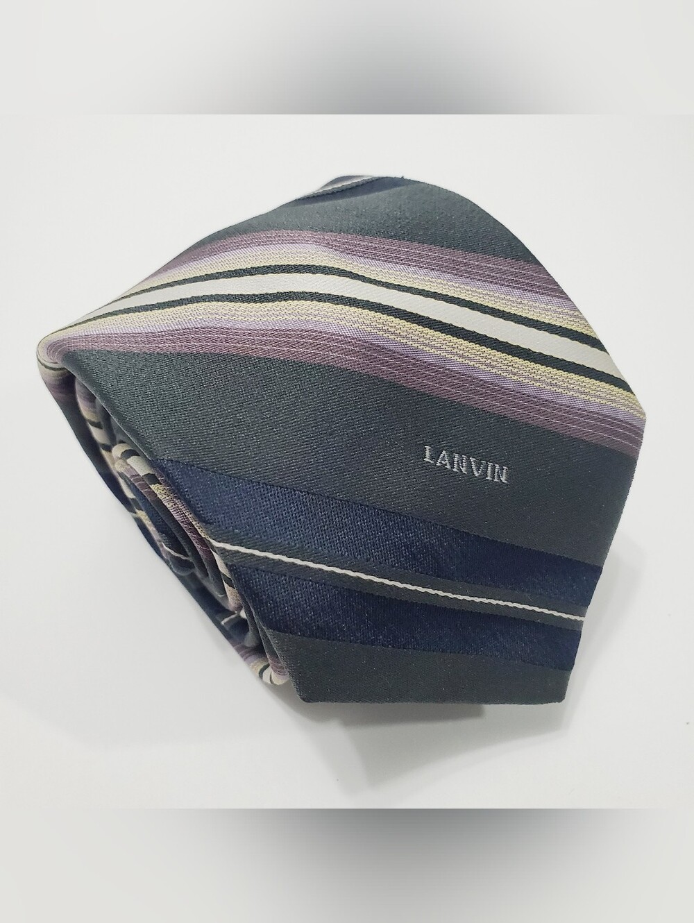 Lanvin Men's Neck Tie Multicolor Stripe Pattern 56x3"